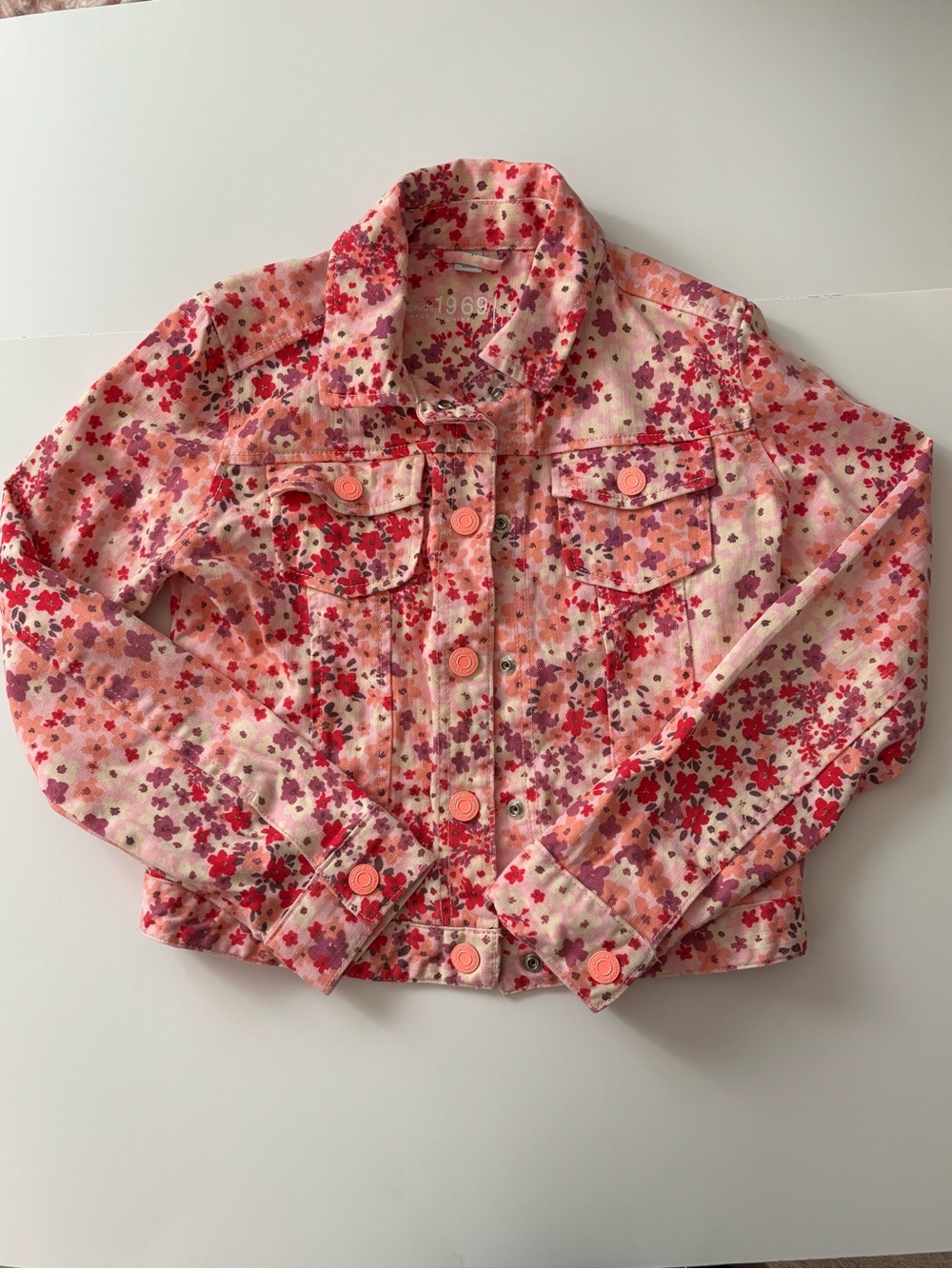 Gap Kids Floral Pink Multicolor Denim Jacket